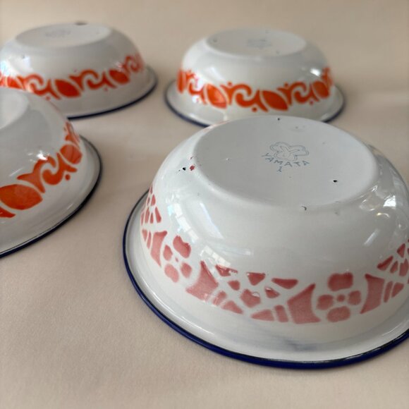 Vintage Enamel Floral Bowls - Set of 4 - Picture 14 of 14